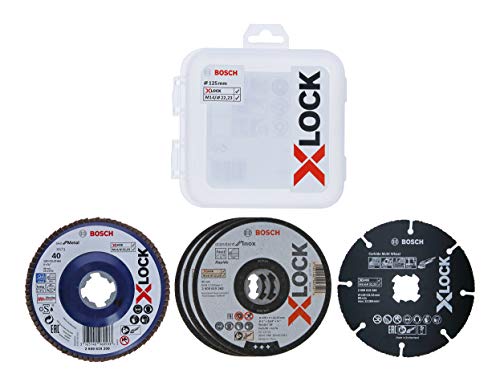 Bosch Professional 5tlg. X-LOCK Trennscheiben Schleifscheiben Set (Edelstahl, Metall, Ø 125 mm, Zubehör Winkelschleifer)