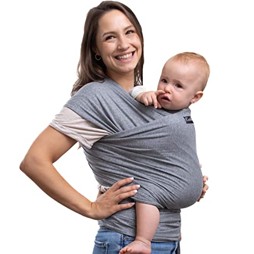 CuddleBug Tragetuch Baby Neugeborene - Elastisches Babytrage Neugeborene ab Geburt & Kleinkinder bis 16Kg - Einfach zu binden (Grau/Grey)