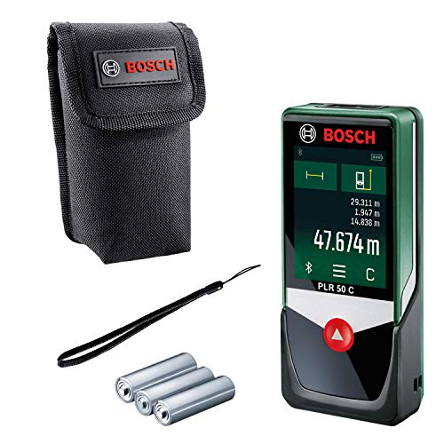 Bosch Laserentfernungsmesser PLR 50 C (Distanz bis 50m präzise messen, Touch-Display, Messfunktionen mit integrierter Hilfe)